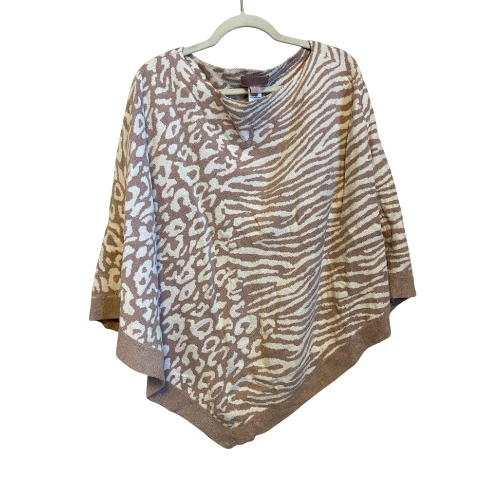 Barefoot Dreams CozyChic Ultra Lite Poncho One Size Plus‎ Zebra Leopard Print